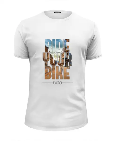 Заказать мужскую футболку в Москве. Футболка базовая Ride Your Bike (Город) от white_irbis - готовые дизайны и нанесение принтов.