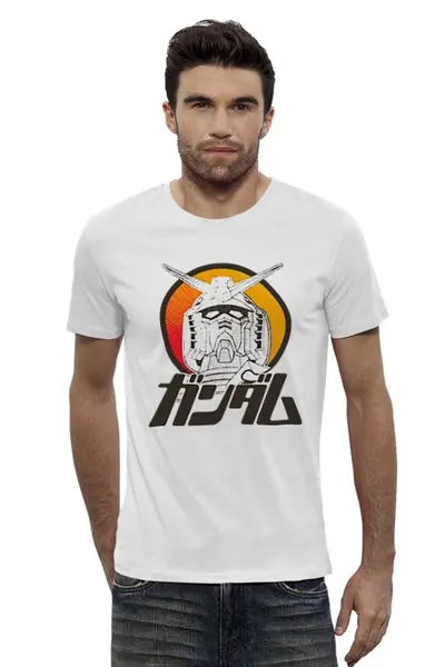 Заказать мужскую футболку в Москве. Футболка базовая Gundam  от cherdantcev - готовые дизайны и нанесение принтов.