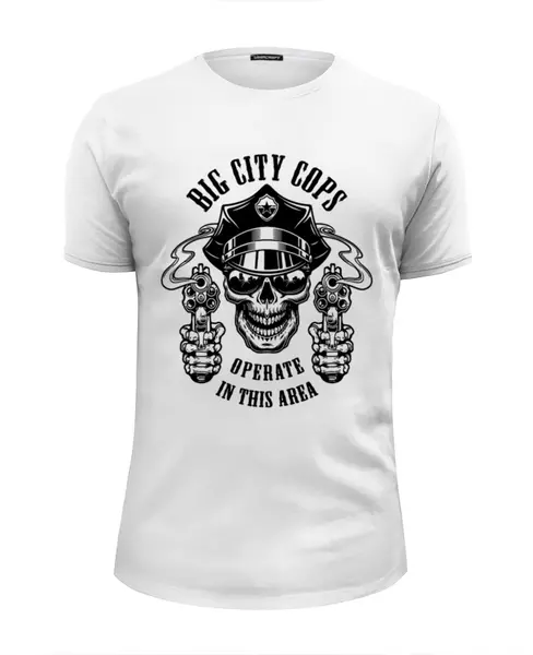 Заказать мужскую футболку в Москве. Футболка базовая BigCityCop от balden - готовые дизайны и нанесение принтов.