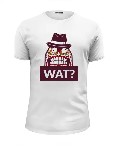 Заказать мужскую футболку в Москве. Футболка базовая WAT?               от Savara - готовые дизайны и нанесение принтов.