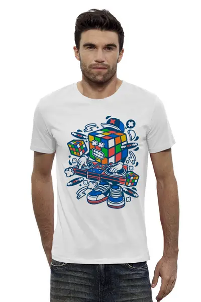 Заказать мужскую футболку в Москве. Футболка базовая Кубик Рубика от balden - готовые дизайны и нанесение принтов.