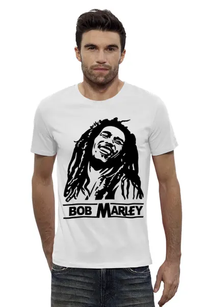 Заказать мужскую футболку в Москве. Футболка базовая Bob Marley  от T-shirt print  - готовые дизайны и нанесение принтов.