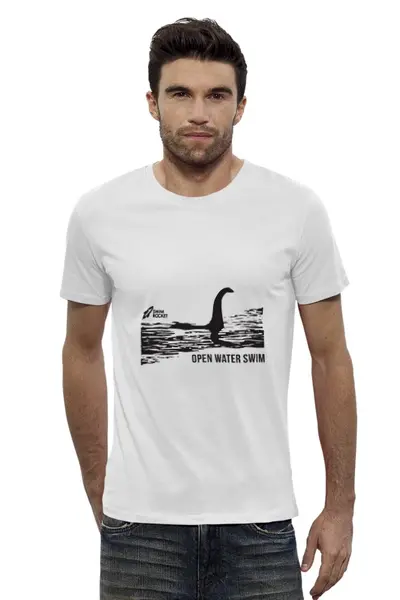 Заказать мужскую футболку в Москве. Футболка базовая Nessy Black от Swimrocket - школа плавания - готовые дизайны и нанесение принтов.