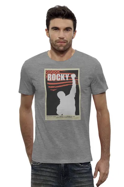Заказать мужскую футболку в Москве. Футболка базовая Rocky / Рокки от KinoArt - готовые дизайны и нанесение принтов.