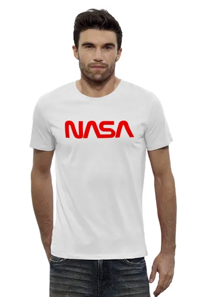Заказать мужскую футболку в Москве. Футболка базовая NASA  от DESIGNER   - готовые дизайны и нанесение принтов.