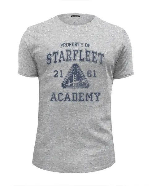 Заказать мужскую футболку в Москве. Футболка базовая Starfleet Academy от geekbox - готовые дизайны и нанесение принтов.