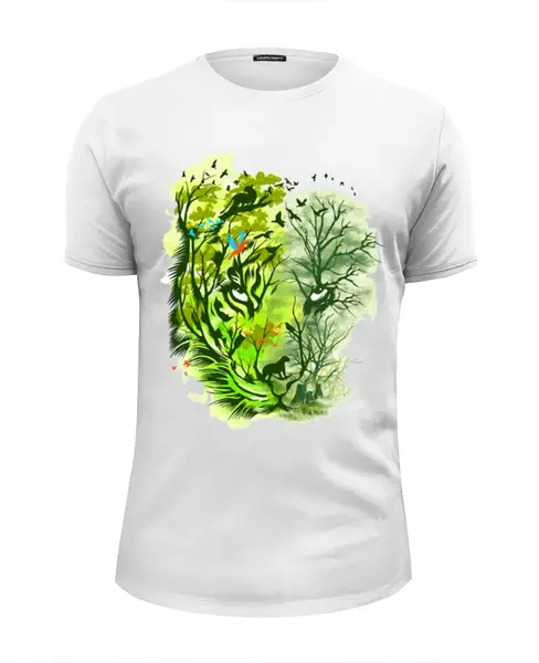 Заказать мужскую футболку в Москве. Футболка базовая Берегите природу! от T-shirt print  - готовые дизайны и нанесение принтов.