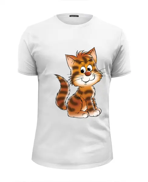 Заказать мужскую футболку в Москве. Футболка базовая котенок от nastays - готовые дизайны и нанесение принтов.