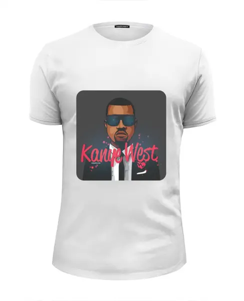 Заказать мужскую футболку в Москве. Футболка базовая Kanye West от mrmaximus - готовые дизайны и нанесение принтов.