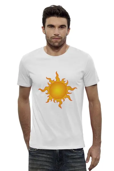 Заказать мужскую футболку в Москве. Футболка базовая Солнце от trend - готовые дизайны и нанесение принтов.
