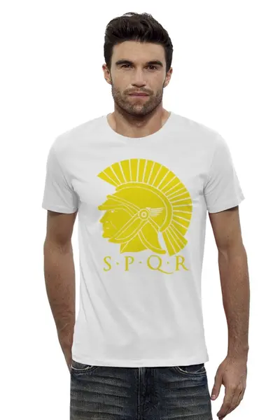 Заказать мужскую футболку в Москве. Футболка базовая SPQR: Сенат и народ Рима от shop-viking - готовые дизайны и нанесение принтов.