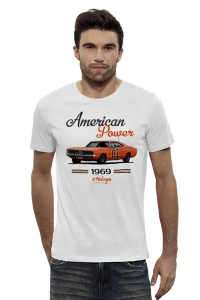 Заказать мужскую футболку в Москве. Футболка базовая Dodge Charger General Lee от Oleg Markaryan - готовые дизайны и нанесение принтов.