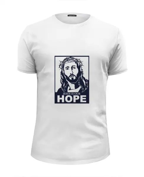 Заказать мужскую футболку в Москве. Футболка базовая Иисус - наша надежда от god - готовые дизайны и нанесение принтов.