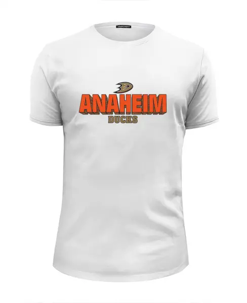 Заказать мужскую футболку в Москве. Футболка базовая Anaheim Ducks от kspsshop - готовые дизайны и нанесение принтов.