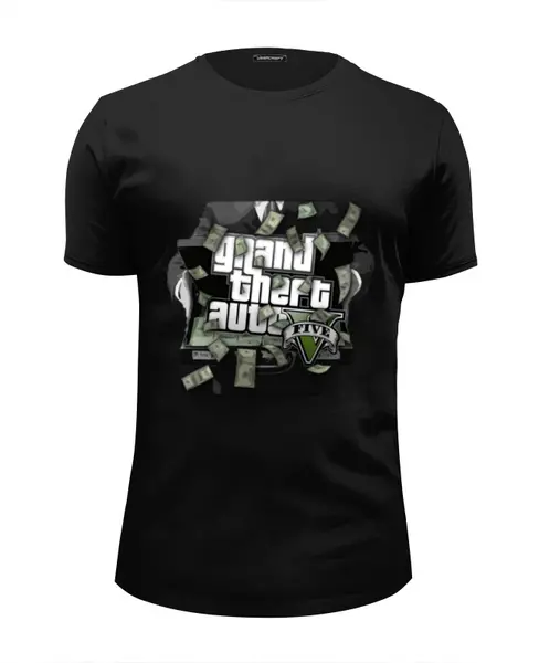 Заказать мужскую футболку в Москве. Футболка базовая GTA 5 money  от mrmaximus - готовые дизайны и нанесение принтов.