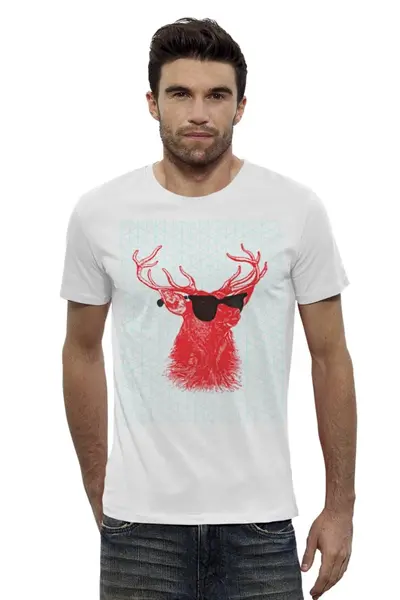 Заказать мужскую футболку в Москве. Футболка базовая Deer от хэлен - готовые дизайны и нанесение принтов.