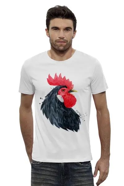 Заказать мужскую футболку в Москве. Футболка базовая Mr. Black Rooster от Илья Щеблецов - готовые дизайны и нанесение принтов.