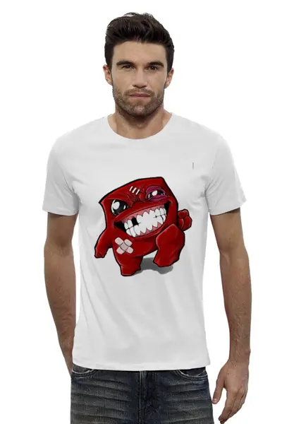 Заказать мужскую футболку в Москве. Футболка базовая Super Meat Boy от YellowCloverShop - готовые дизайны и нанесение принтов.