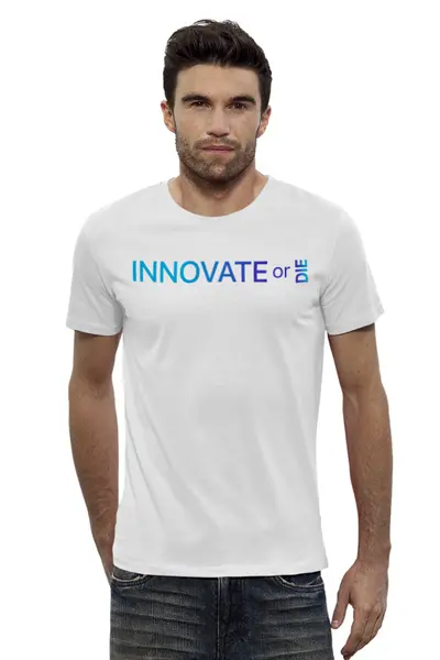 Заказать мужскую футболку в Москве. Футболка базовая Innovate or die от Startech.vc  - готовые дизайны и нанесение принтов.
