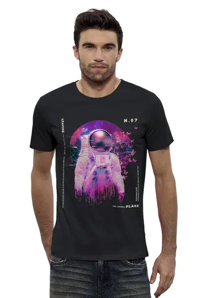 Заказать мужскую футболку в Москве. Футболка базовая Vaporwave Astral Astronaut от Павел Павел - готовые дизайны и нанесение принтов.