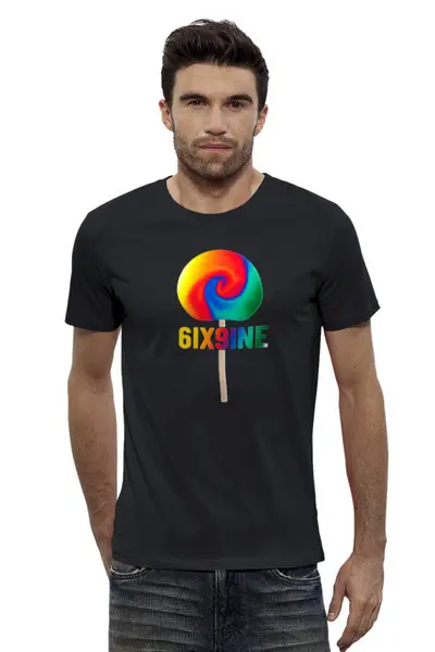 Заказать мужскую футболку в Москве. Футболка базовая 6ix9ine от #GOGEL#MOGEL от #GOGEL #MOGEL - готовые дизайны и нанесение принтов.
