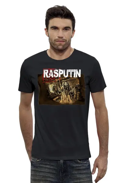 Заказать мужскую футболку в Москве. Футболка базовая Rasputin от Leichenwagen - готовые дизайны и нанесение принтов.