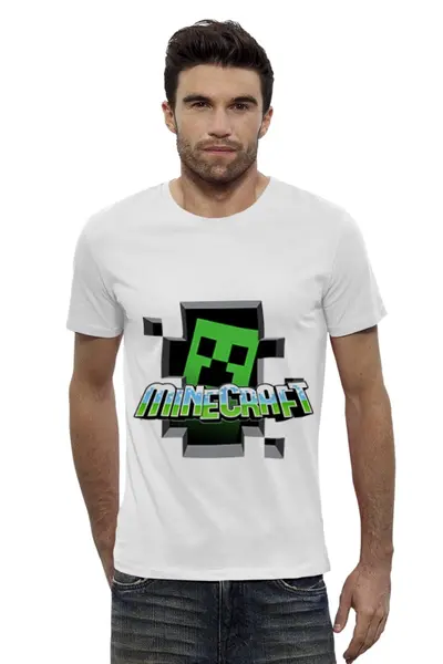 Заказать мужскую футболку в Москве. Футболка базовая Minecraft  от торгаш - готовые дизайны и нанесение принтов.