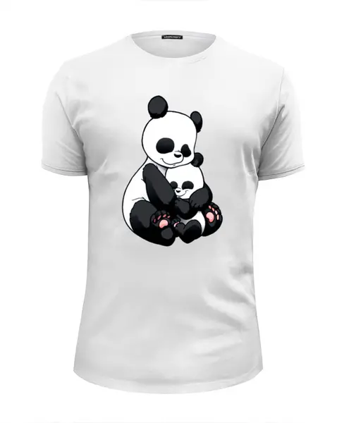 Заказать мужскую футболку в Москве. Футболка базовая Панда с малышом  от ПРИНТЫ ПЕЧАТЬ  - готовые дизайны и нанесение принтов.