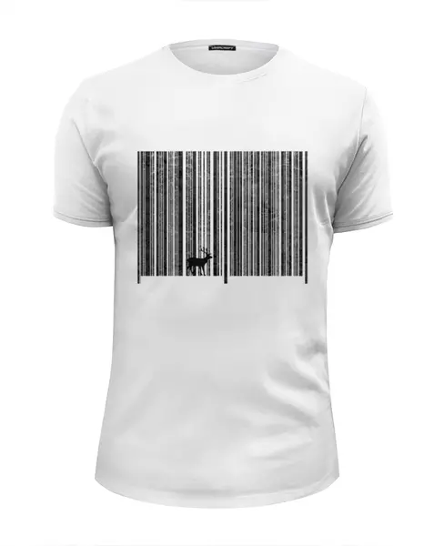Заказать мужскую футболку в Москве. Футболка базовая Штрих код леса от ISliM - готовые дизайны и нанесение принтов.