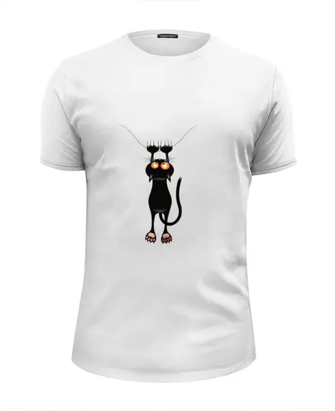 Заказать мужскую футболку в Москве. Футболка базовая кошка от queen  - готовые дизайны и нанесение принтов.