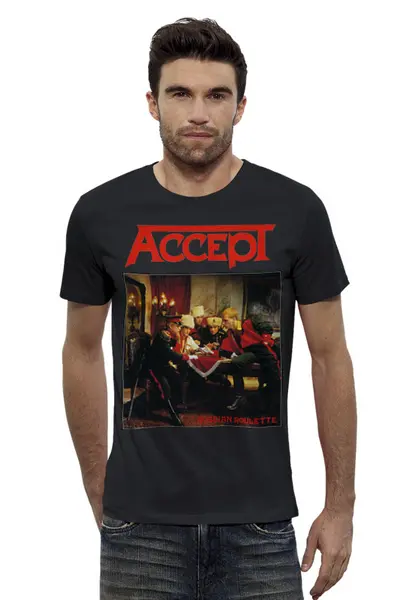 Заказать мужскую футболку в Москве. Футболка базовая Accept band от Leichenwagen - готовые дизайны и нанесение принтов.
