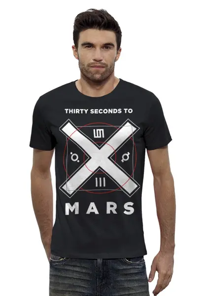 Заказать мужскую футболку в Москве. Футболка базовая 30 Seconds to Mars от geekbox - готовые дизайны и нанесение принтов.