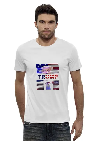 Заказать мужскую футболку в Москве. Футболка базовая Президент США - Дональд Трамп от vasudatta - готовые дизайны и нанесение принтов.