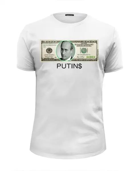 Заказать мужскую футболку в Москве. Футболка базовая PUTIN$ от Nalivaev - готовые дизайны и нанесение принтов.