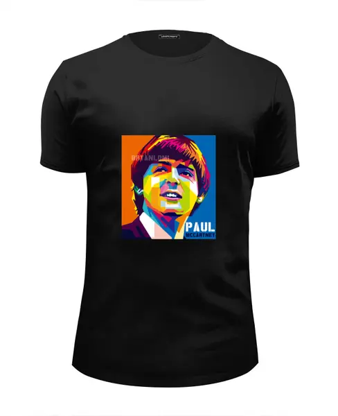 Заказать мужскую футболку в Москве. Футболка базовая Paul McCartney от Fedor - готовые дизайны и нанесение принтов.