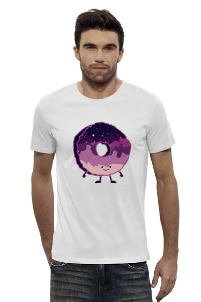 Заказать мужскую футболку в Москве. Футболка базовая Космический Пончик (Space Donut) от coolmag - готовые дизайны и нанесение принтов.