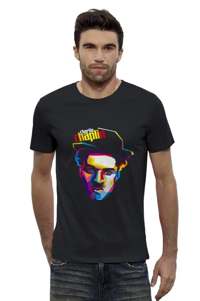 Заказать мужскую футболку в Москве. Футболка базовая Чарльз Чаплин от YellowCloverShop - готовые дизайны и нанесение принтов.