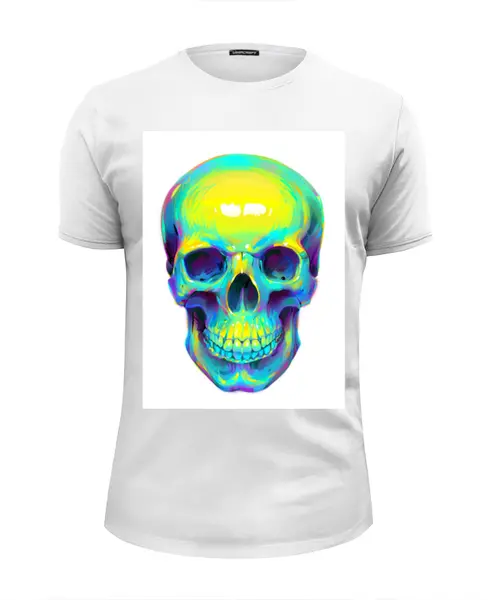 Заказать мужскую футболку в Москве. Футболка базовая Colorfull skull от scoopysmith - готовые дизайны и нанесение принтов.