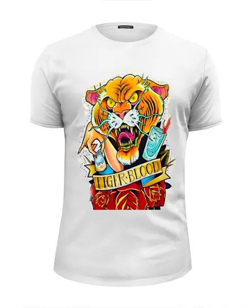 Заказать мужскую футболку в Москве. Футболка базовая Tiger blood от тюлень - готовые дизайны и нанесение принтов.
