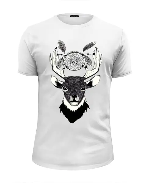Заказать мужскую футболку в Москве. Футболка базовая Deer Dreamcatcher от rushimokawa - готовые дизайны и нанесение принтов.