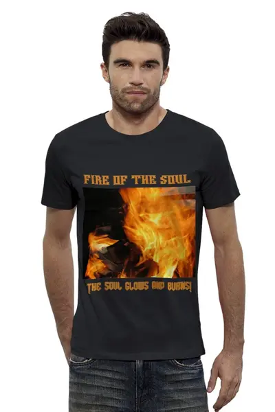 Заказать мужскую футболку в Москве. Футболка базовая FIRE ! / ОГОНЬ !!! от Wikel - готовые дизайны и нанесение принтов.