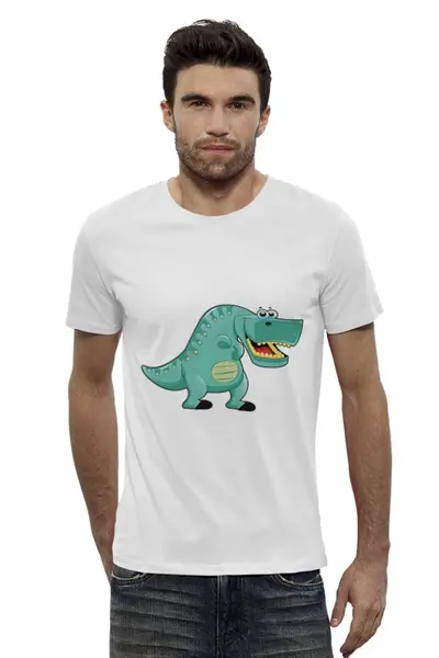 Заказать мужскую футболку в Москве. Футболка базовая Забавный  динозавр от Amerikanka - готовые дизайны и нанесение принтов.