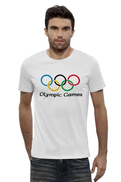 Заказать мужскую футболку в Москве. Футболка базовая Olympic от Евгений  - готовые дизайны и нанесение принтов.