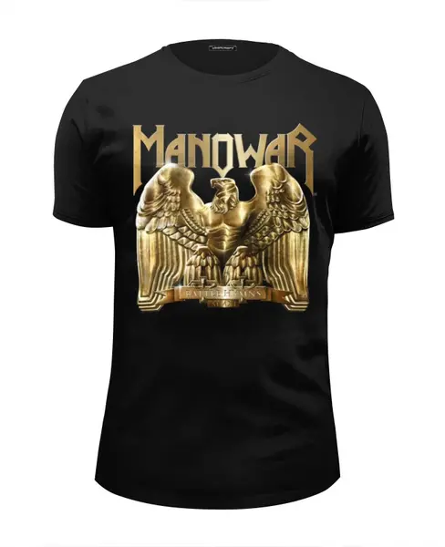 Заказать мужскую футболку в Москве. Футболка базовая Manowar Band от Leichenwagen - готовые дизайны и нанесение принтов.