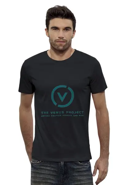 Заказать мужскую футболку в Москве. Футболка базовая Проект "Венера" Жака Фреско от tea-tree - готовые дизайны и нанесение принтов.