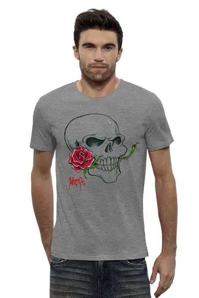 Заказать мужскую футболку в Москве. Футболка базовая skull #3gray   tom-s_design от tom-s_design - готовые дизайны и нанесение принтов.