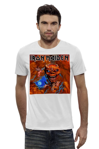 Заказать мужскую футболку в Москве. Футболка базовая Iron Maiden Band от Leichenwagen - готовые дизайны и нанесение принтов.