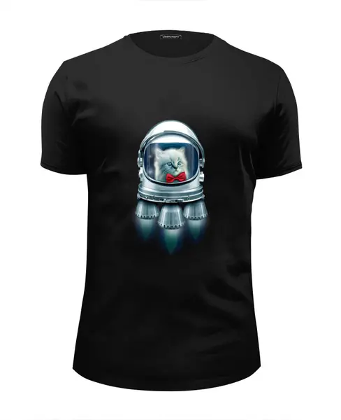 Заказать мужскую футболку в Москве. Футболка базовая Котёнок Космонавт от Xieros - готовые дизайны и нанесение принтов.