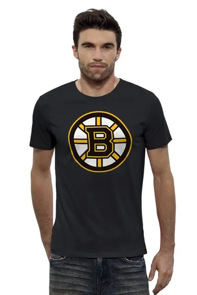 Заказать мужскую футболку в Москве. Футболка базовая Boston Bruins от Сергей Дульнев - готовые дизайны и нанесение принтов.