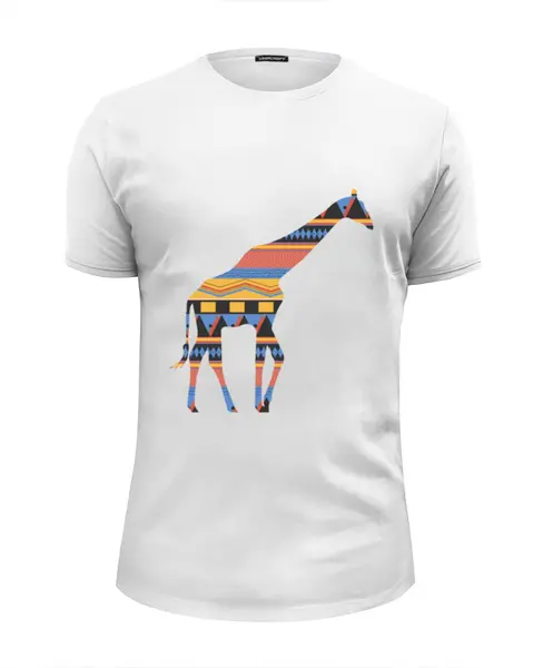 Заказать мужскую футболку в Москве. Футболка базовая Жираф от BeliySlon - готовые дизайны и нанесение принтов.